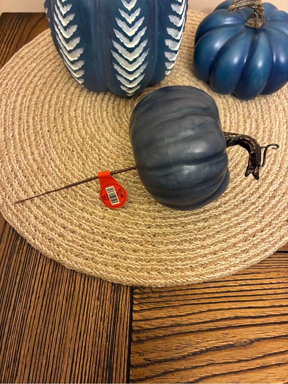 Blue and White Decorative Pumpkin Set of 4 - Picture 7 of 14